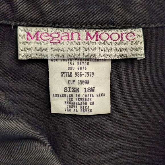 Megan Moore Vintage Embroidered Velvet Trim Black Shirt Women's Size 18W - Picture 5 of 7